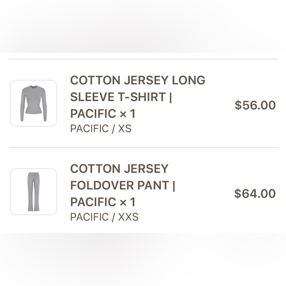 Skims Cotton Foldover Pants + Long Sleeve Shirt (Selling as a set only)